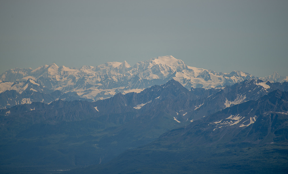 Kunne se Mount Tom White (3411m) langt mot sør