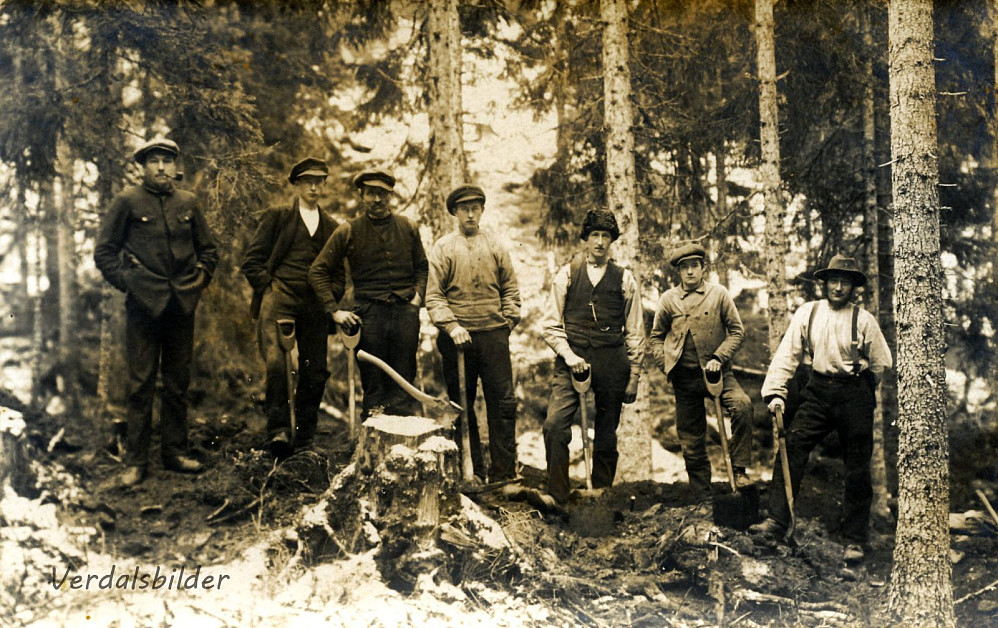 Arbeidskarer ved festningsverkene i Vaterholmen ca 1914
