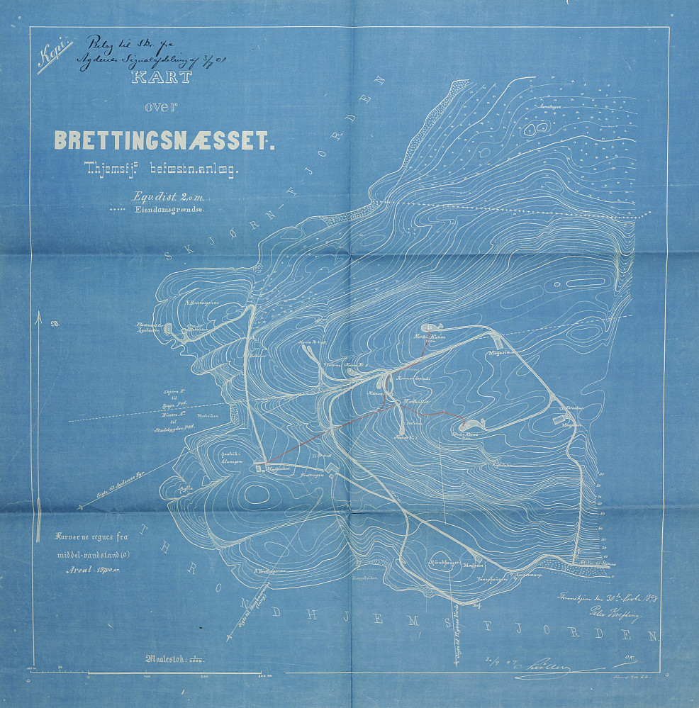 Kart over Brettingen Fort i 1898