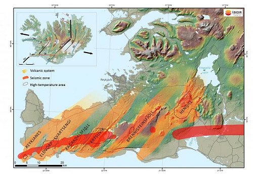 De vulkanske systemene på Reykjaneshalvøya