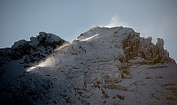Snøfokk oppe på Hovsnebba