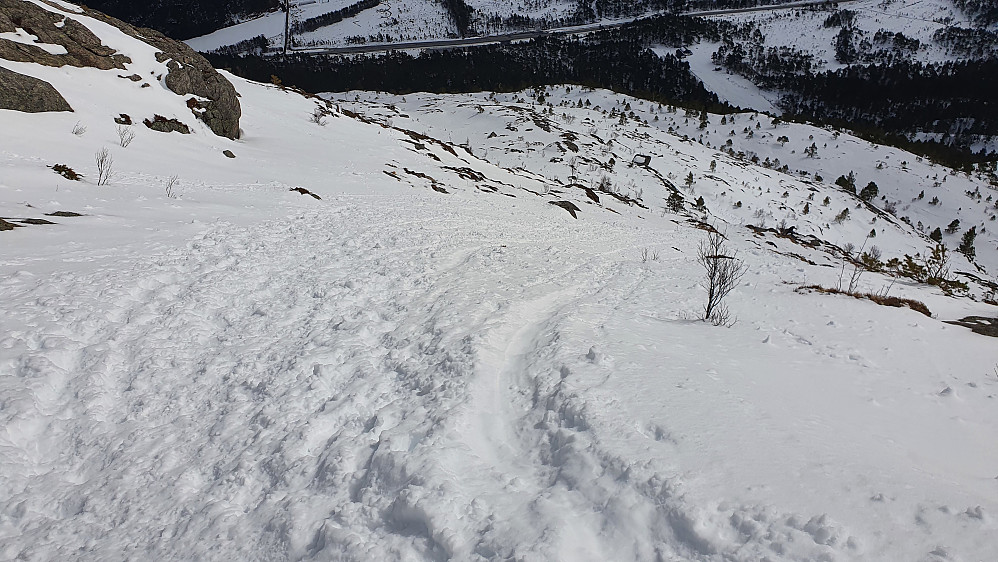 Bra med snø hele veien opp til Freikollen, flott å gå både opp og ned