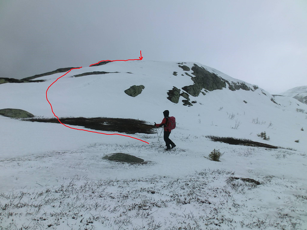 Som sagt så gjort.Her var det mindre snø også, men vinden var verre.