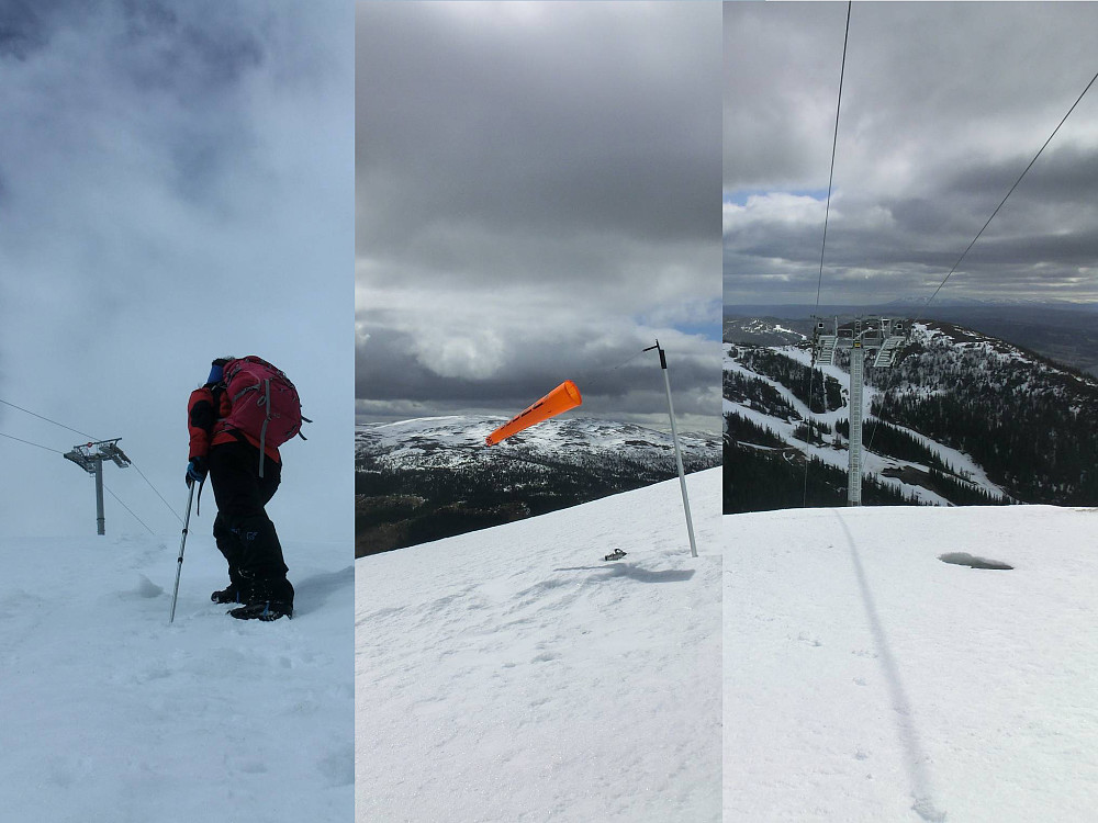 Jorun er snart på toppen av bratthenget, vindposen sto rett ut, Ikke f@en om jeg skal ned her igjen. Ikke uten pigger. . 