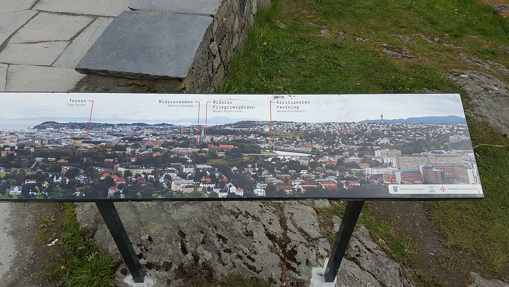 Oversiktskart over Trondheim på utsikten.