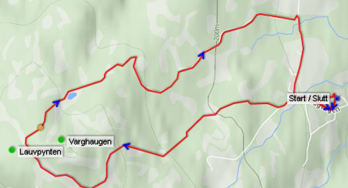 Her ser man hvor enkelt det er å gå feil i mørket.
Bomma med 50 på både den ene og andre toppen.
Må sises at Liarognåsen er ca like høy som de to vi missa på. (PS: Brukte ikke gps med skjerm, kun en tracker/logger)