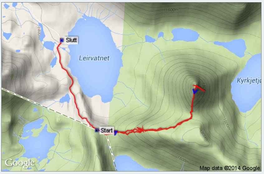 Samme ruta opp og ned.