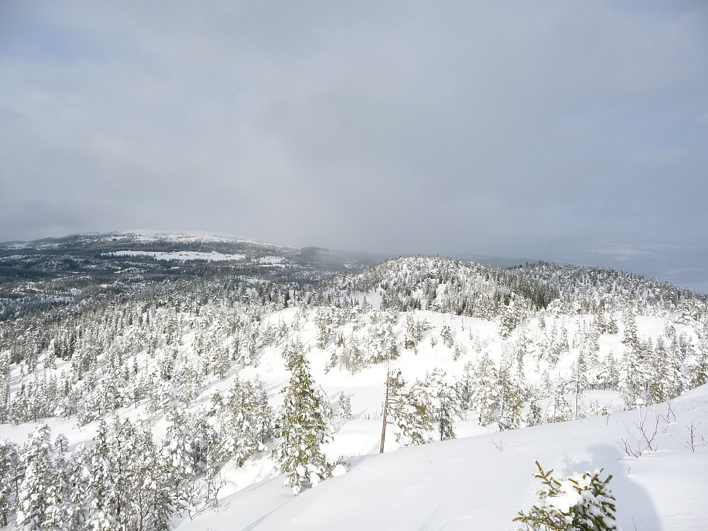 Snøbyger over Litj Sollia og Hårfjellet