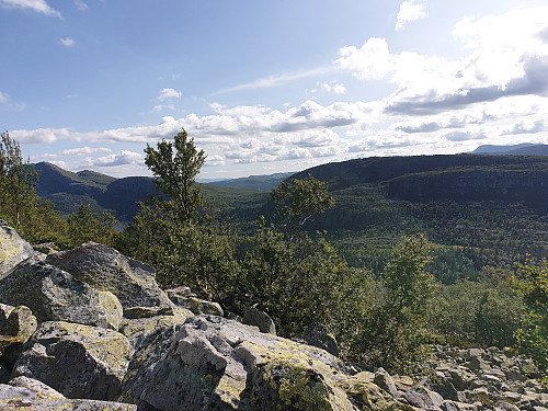 Tatt langs stien mot toppen fra Gausdalen