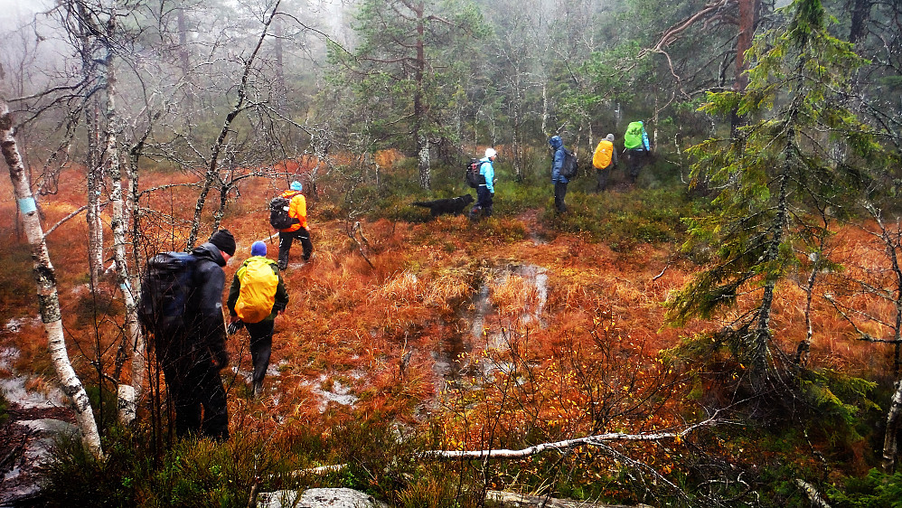På veldig våt sti fra Vestknabben mot Sirikjerke
