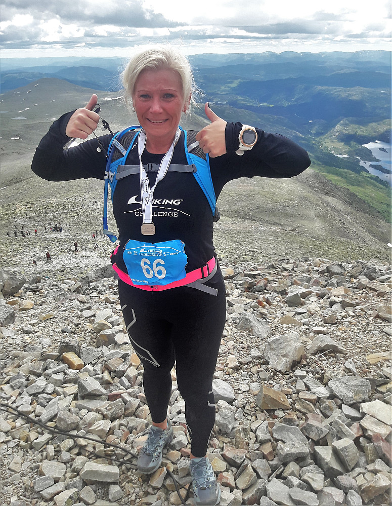 Linda i mål etter å ha gått Kraftløya på 1.56! Kraft er det siste delen av langløypa men tøff nok med sine 6 km og 860 m stigning. 