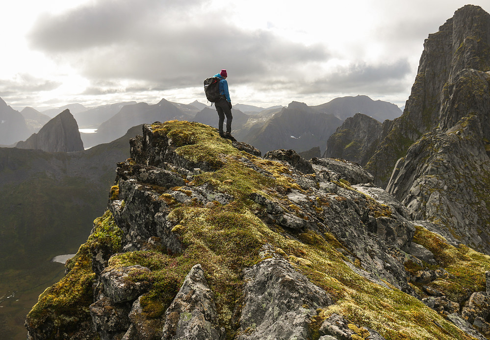 På toppen av Svartevasstind kan man også se bort på fjellveggen som reiser seg sørvestover og opp til Inste Kongen.