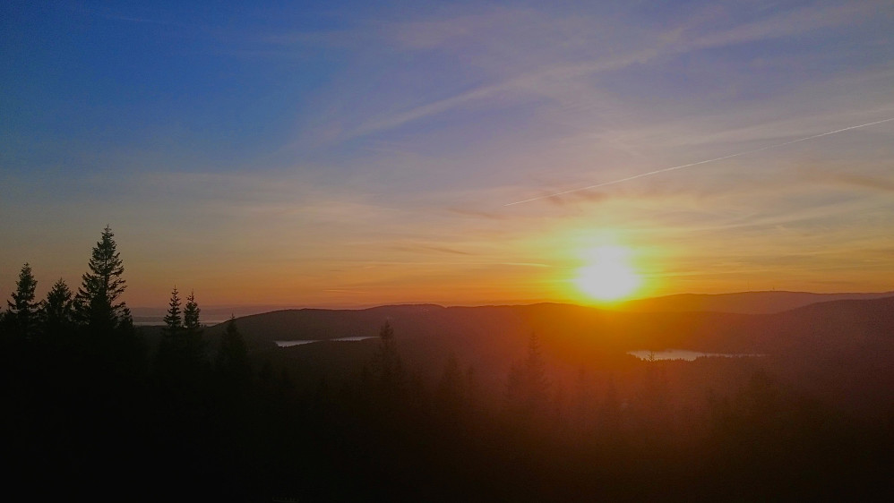 Klassisk utsikt fra Røverkollen, mot bl.a. Oslofjorden, Grefsenkollen og Tryvann