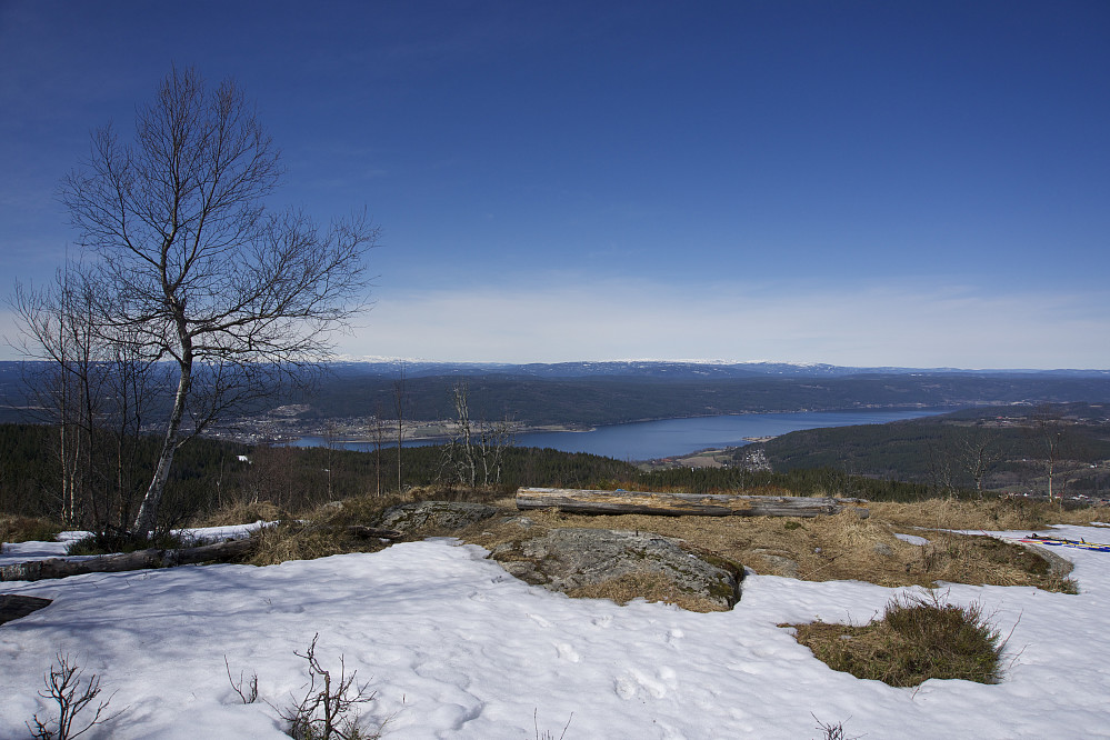 Fra utsiktspunktet på Lamannshaugen mot bl.a. Jevnaker og Randsfjorden