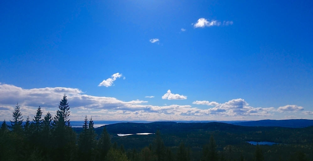 Utsikt fra utkikkstårnet på Røverkollen, mot bl.a. Oslofjorden og Grefsenkollen