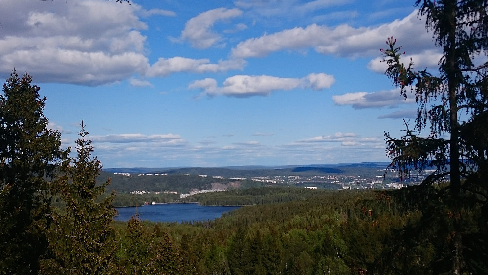 Utsikt fra Storhaug mot Romsås og Alnsjøen 