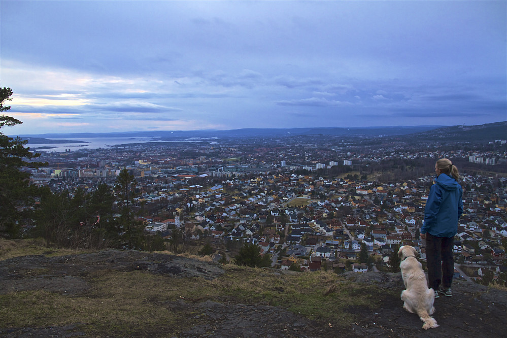 Utsikt over Oslo fra utsiktspunktet nedenfor den store p-plassen på Grefsenkollen