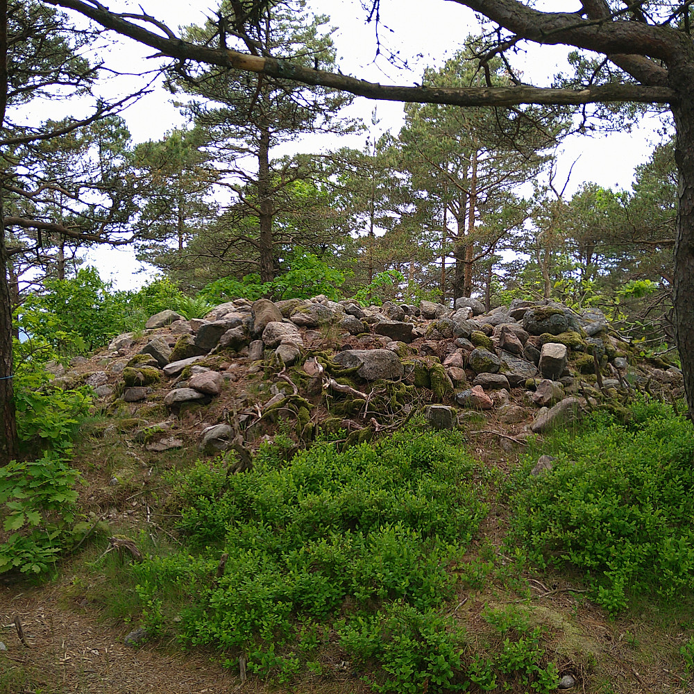 Plyndret gravrøys på toppen