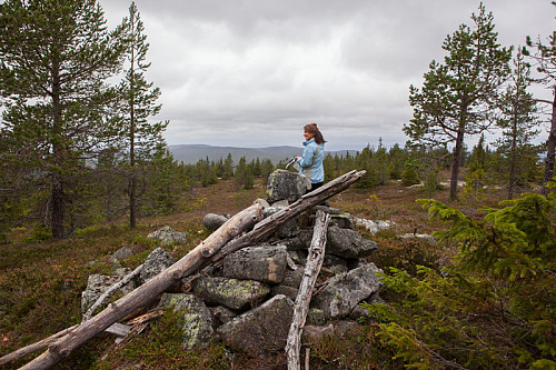 Kirsten Mostue på toppen av Ulvsjøfjellet.