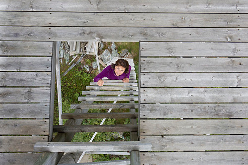 Kirsten Mostue på vei opp.
