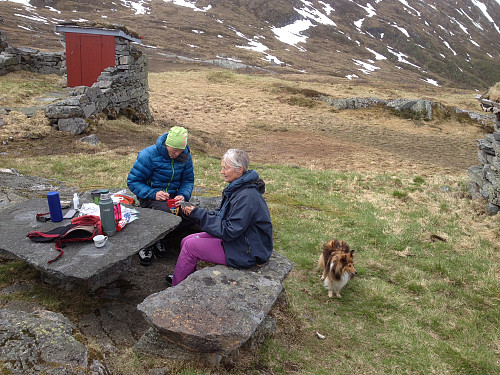 Kjekt med kaffi og kortspill på støylen.
