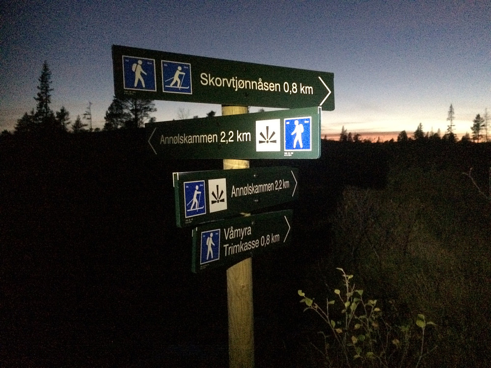 Her tar rødmerka sti av mot toppen.