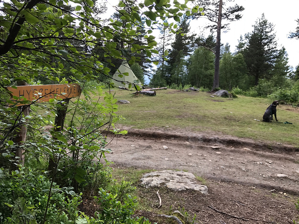 Atlas tar en pust i bakken på Hyggeligflekken. Et veldig passende navn til rasteplassen som brukes mye av både innbyggere og barnehager.