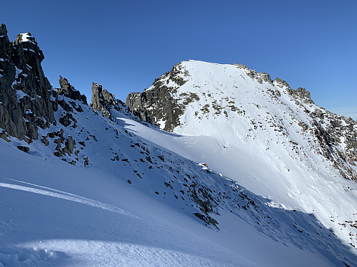 Randers topp var godt besatt med snø, og vi bestemte at det ble litt for drøyt å ta turen opp dit i dag.