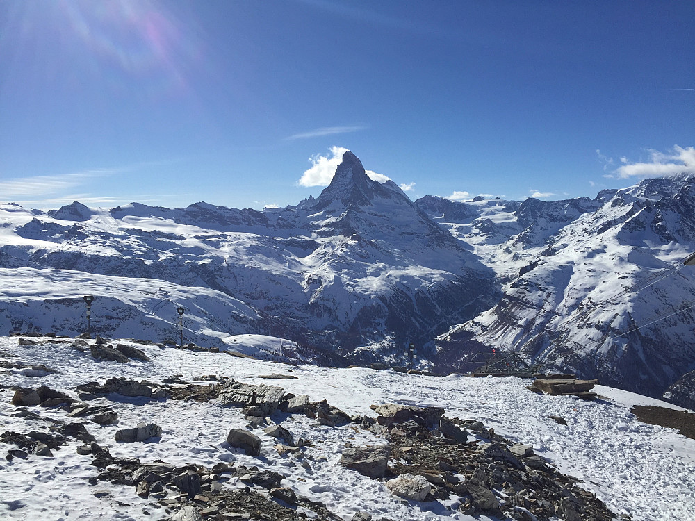 Fra Unterrothorn (3103 m) mot Matterhorn (4478 m).