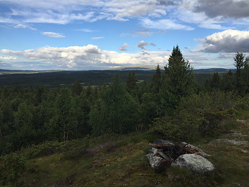 Utsikt mot Spåtind (1414 m) fra Skardshøgde sør (1007 m).