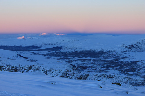De siste solstrålene for dagen over Rondane.