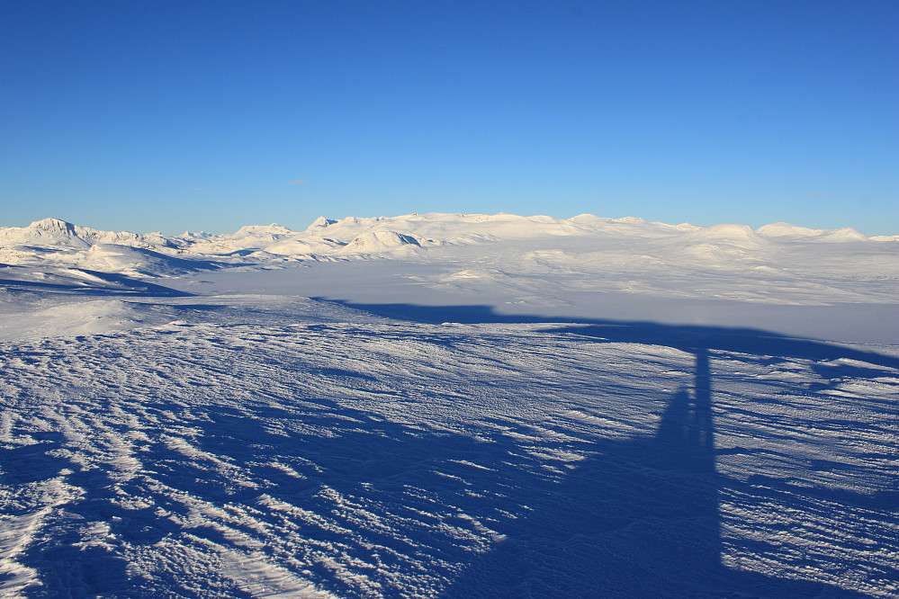 Utsikt mot Jotunheimens tinder fra Stryteberg (1310 moh).