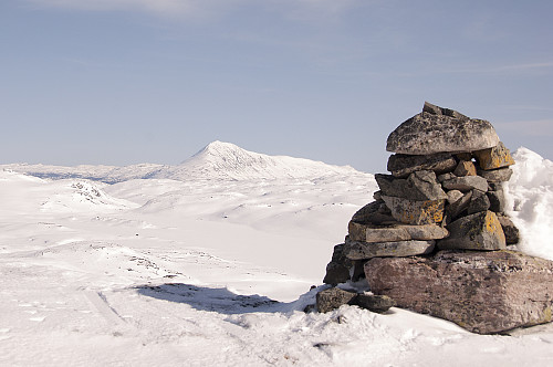 Toppen på Vestre Langesjåhovda med Gaustatoppen