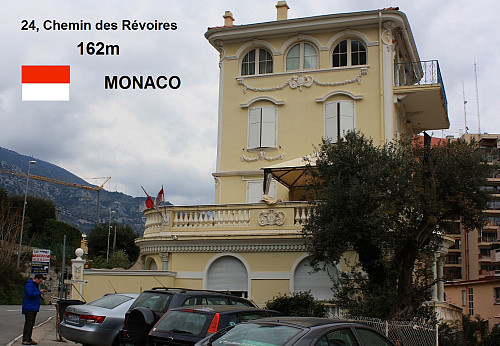 24, Chemin des Révoires (162m). Das Haus steht auf dem höchsten Punkt von Monaco.