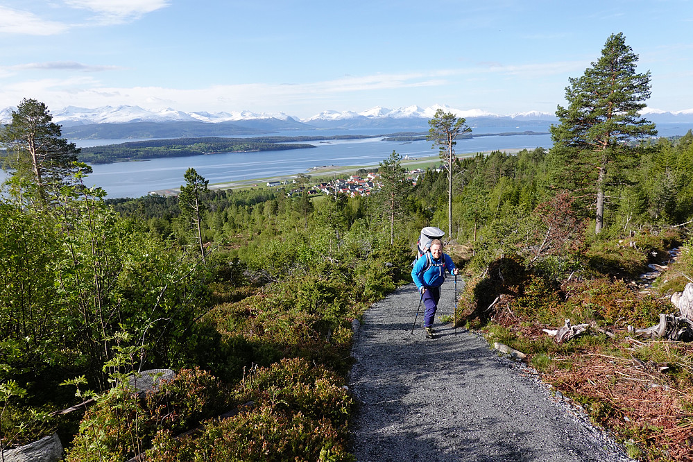Oppover mot Årøhuken, fin utsikt umiddelbart.