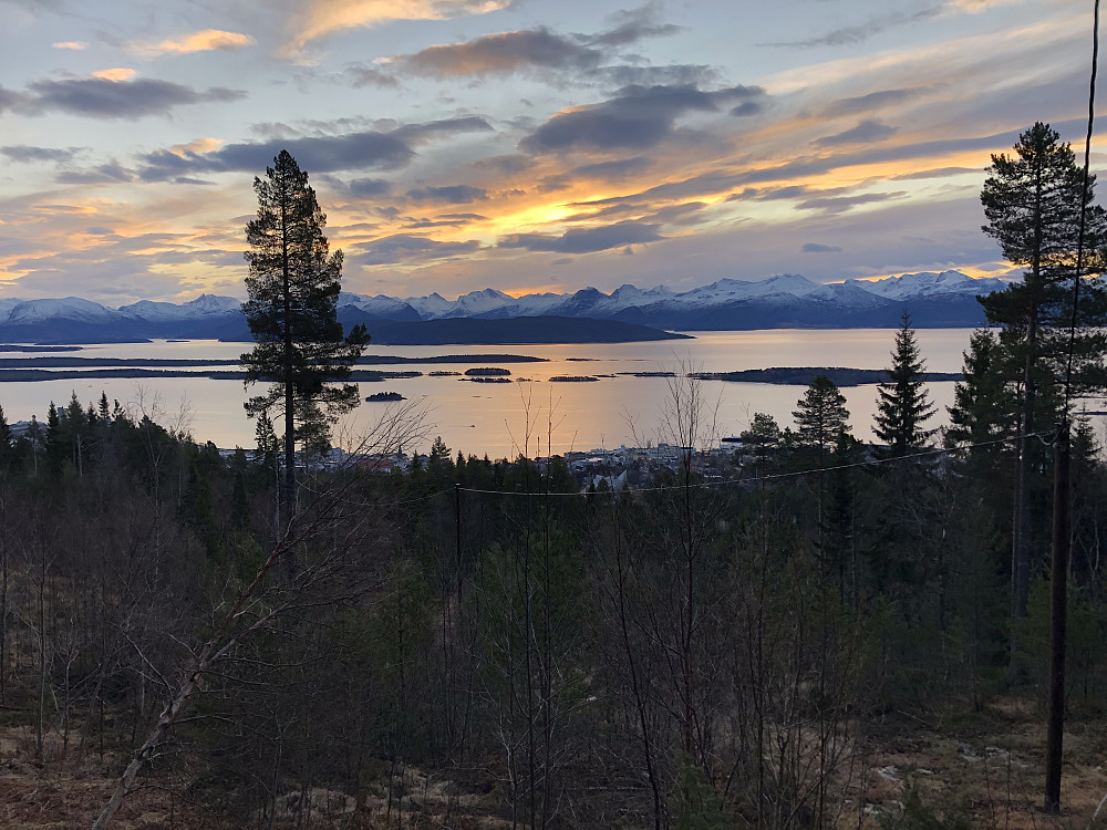 Fra Gamle Vardeveien mot Molde sentrum og deler av Moldepanoramaet.