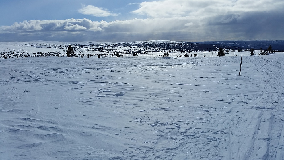 Nedover mot Lienden, ser Hafjelltoppen, Slåseterfjellet og Nevelfjell