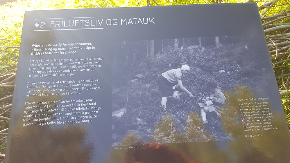 Ved inngangen til skogsstien fra seteranlegget