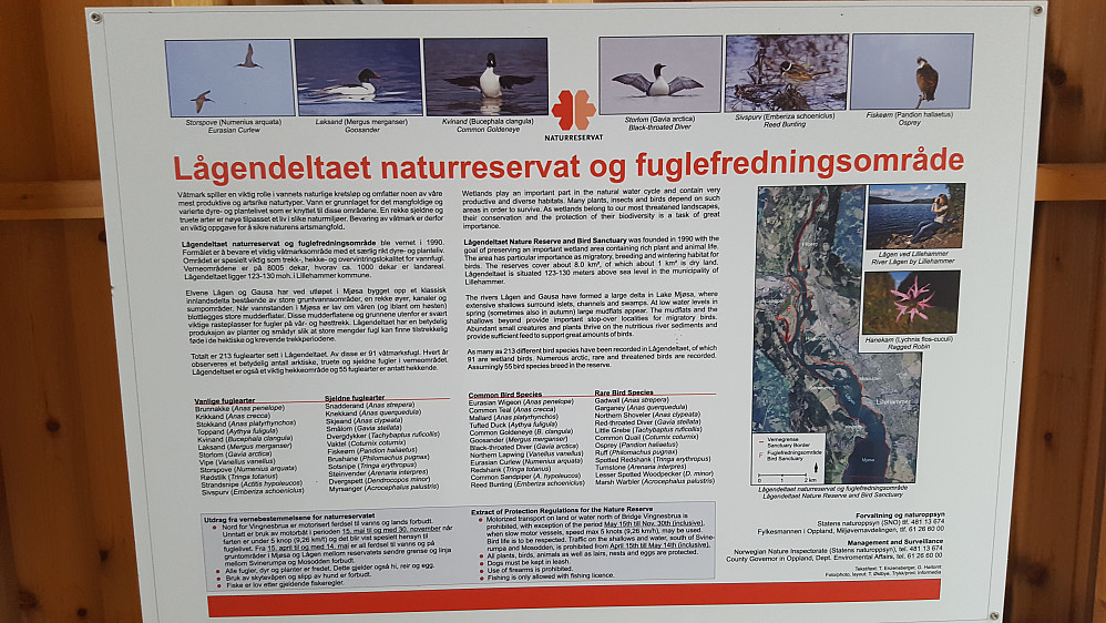 Infotavle om Lågendeltaet