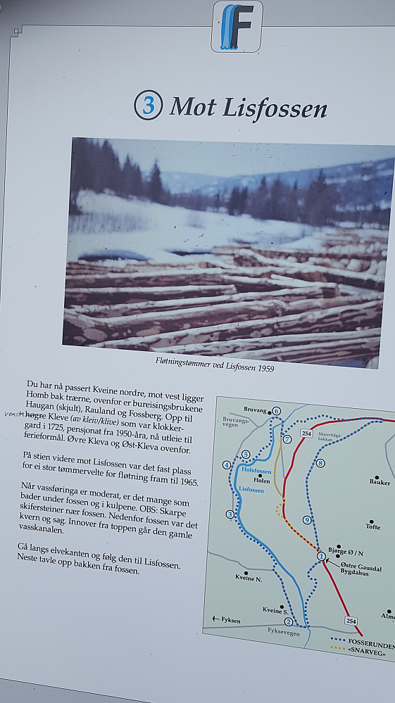 Orienteringstavle ved Lisfossen