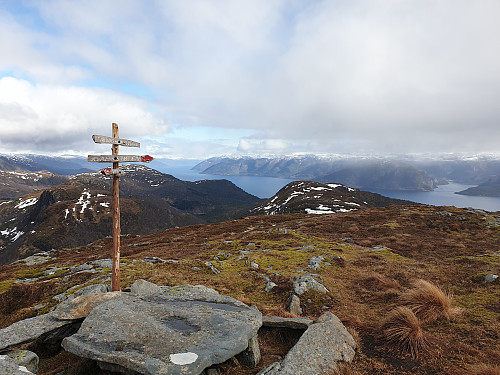 Toppen av Tjønnåsheia, med utsikt innover Sognefjorden