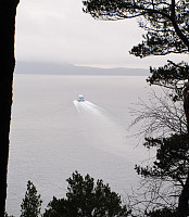 Seeing the ferry towards Stord from Bjørnaåsen