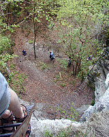View from one of the high ladders, leading into the Rudolf Decker Steig in the wild and impressive Steinwandklamm