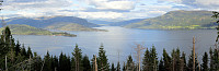 Samnangerfjorden (left), Ådlandsfjorden (mid-left), Eikelandsfjorden (middle), and Fusafjorden (right)