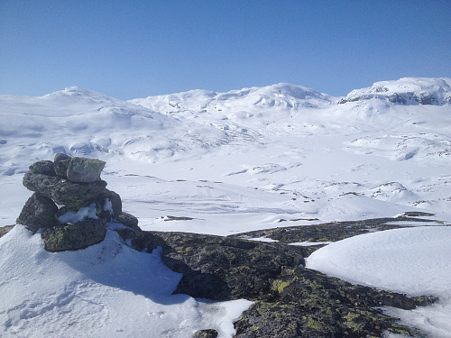 Fra Kreklingdyrnuten mot Kjelavatnet, Kjelatind, Vassdalseggen og Kistenuten