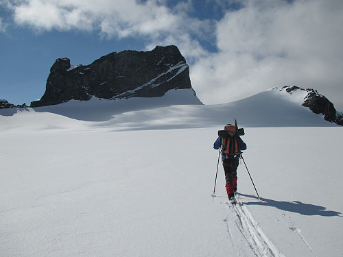 På Storjuvbreen mot Skardstind og dagens neste mål, Søre Heimre Illåbretind