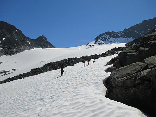 Oppstigning mot innsteget på Visbreen