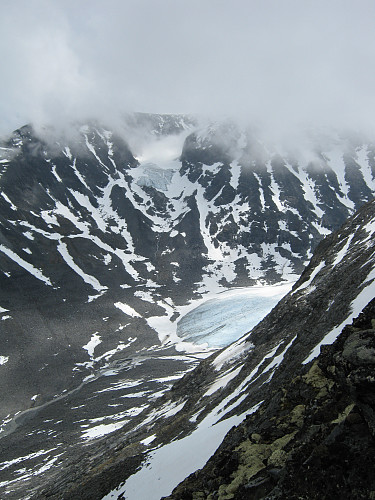 God utsikt mot tunga på Hellstugubreen