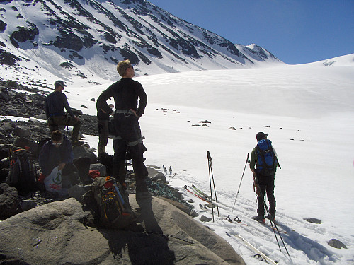 Ved fronten av Hellstugubreen