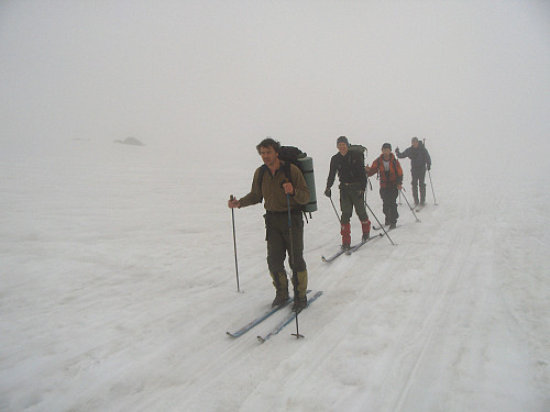 Dagen derpå med skodde på Leirbreen